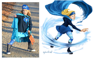 Illustration for article titled Artist transforms little girls in superhero costumes into super art